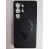 Чехол силиконовый Samsung S25 Ultra MagSafe цветной с кольцом черный