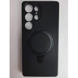 Чехол силиконовый Samsung S25 Ultra MagSafe цветной с кольцом черный