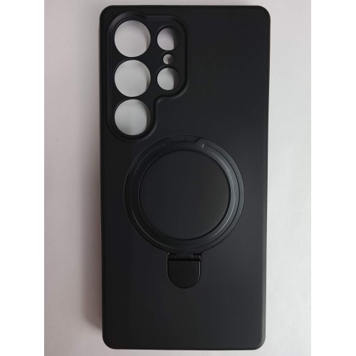 Чехол силиконовый Samsung S25 Ultra MagSafe цветной с кольцом черный