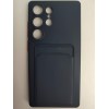 Чехол силиконовый Samsung S25 Ultra матовый цветной с визитницей синий