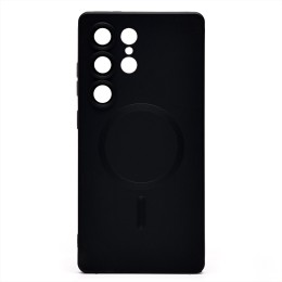 Чехол силиконовый Samsung S25 Ultra матовый с MagSafe черный