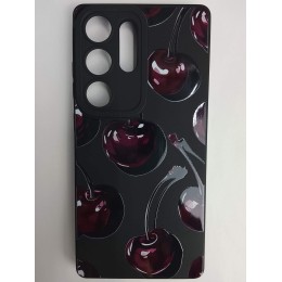 Чехол силиконовый Samsung S25 Ultra вишня на черном