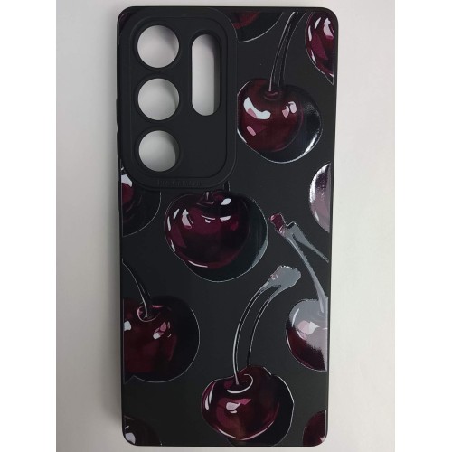 Чехол силиконовый Samsung S25 Ultra вишня на черном