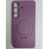 Чехол силиконовый Samsung S26 MagSafe цветной с кольцом черничный