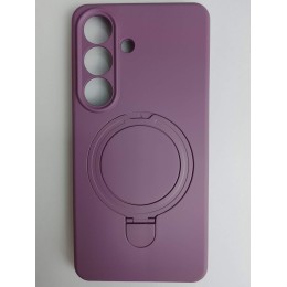 Чехол силиконовый Samsung S26 MagSafe цветной с кольцом черничный