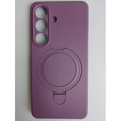 Чехол силиконовый Samsung S26 MagSafe цветной с кольцом черничный