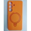 Чехол силиконовый Samsung S26 MagSafe цветной с кольцом оранжевый