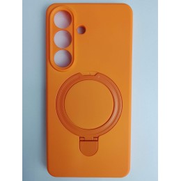 Чехол силиконовый Samsung S26 MagSafe цветной с кольцом оранжевый
