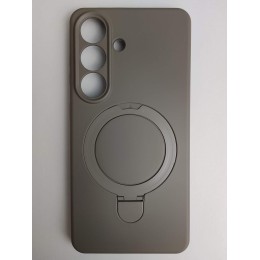 Чехол силиконовый Samsung S26 MagSafe цветной с кольцом серый