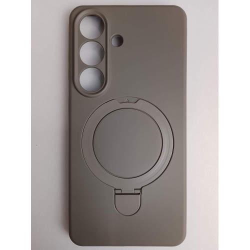 Чехол силиконовый Samsung S26 MagSafe цветной с кольцом серый