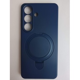 Чехол силиконовый Samsung S26 MagSafe цветной с кольцом синий