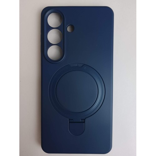 Чехол силиконовый Samsung S26 MagSafe цветной с кольцом синий