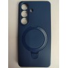 Чехол силиконовый Samsung S26 MagSafe цветной с кольцом темно-синий