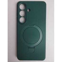 Чехол силиконовый Samsung S26 MagSafe цветной с кольцом зеленый