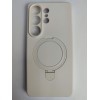 Чехол силиконовый Samsung S26 Ultra MagSafe цветной с кольцом белый
