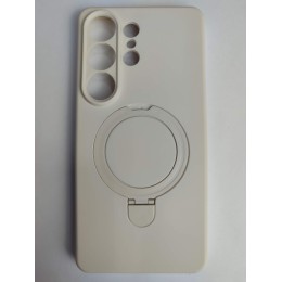 Чехол силиконовый Samsung S26 Ultra MagSafe цветной с кольцом белый