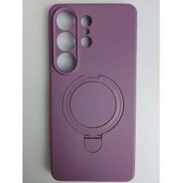 Чехол силиконовый Samsung S26 Ultra MagSafe цветной с кольцом черничный