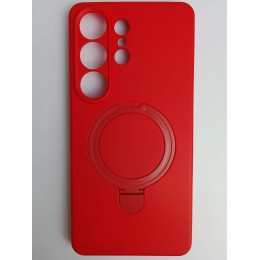 Чехол силиконовый Samsung S26 Ultra MagSafe цветной с кольцом красный