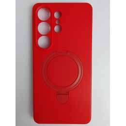 Чехол силиконовый Samsung S26 Ultra MagSafe цветной с кольцом красный