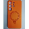 Чехол силиконовый Samsung S26 Ultra MagSafe цветной с кольцом оранжевый