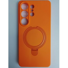 Чехол силиконовый Samsung S26 Ultra MagSafe цветной с кольцом оранжевый