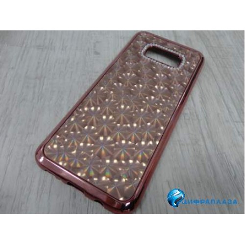 Чехол силиконовый Samsung S8 Plus голограмма розовое золото