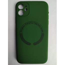 Чехол силиконовый Silicone Case MagSafe ORG iPhone 11 темно-зеленый