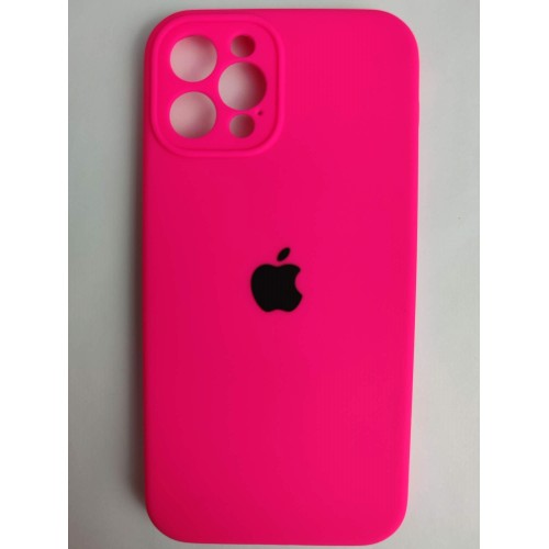Чехол силиконовый Silicone Case ORG iPhone 12 Pro (защита камеры) ярко-розовый (23)