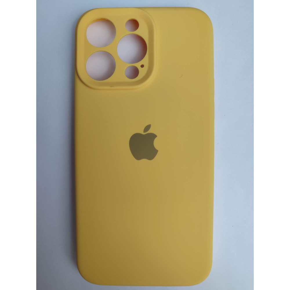 Чехол силиконовый Silicone Case ORG iPhone 14 Pro Max (защита камеры) желтый