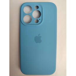 Чехол силиконовый Silicone Case ORG iPhone 14 Pro (защита камеры) голубой 