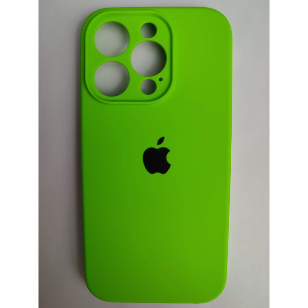Чехол силиконовый Silicone Case ORG iPhone 14 Pro (защита камеры) салатовый (10)