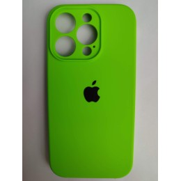 Чехол силиконовый Silicone Case ORG iPhone 14 Pro (защита камеры) салатовый (10)
