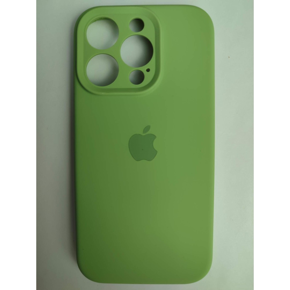Чехол силиконовый Silicone Case ORG iPhone 14 Pro (защита камеры) светло-зеленый
