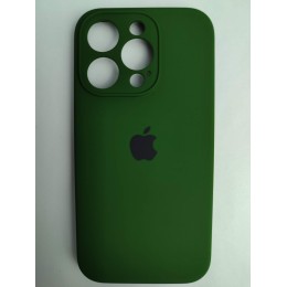 Чехол силиконовый Silicone Case ORG iPhone 14 Pro (защита камеры) темно-зеленый (07)