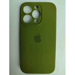 Чехол силиконовый Silicone Case ORG iPhone 14 Pro (защита камеры) темно-зеленый (14)