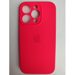 Чехол силиконовый Silicone Case ORG iPhone 14 Pro (защита камеры) ярко-розовый (09)