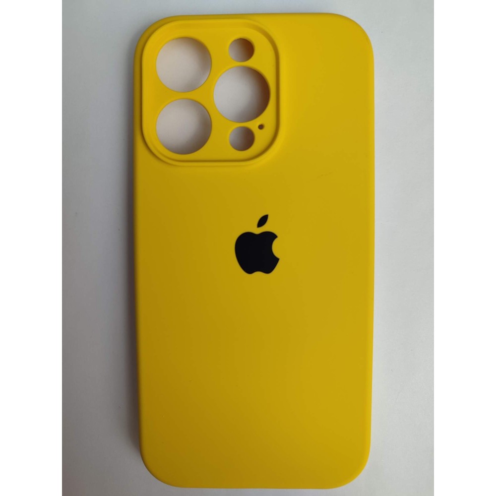 Чехол силиконовый Silicone Case ORG iPhone 14 Pro (защита камеры) желтый (03)