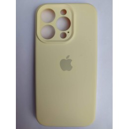 Чехол силиконовый Silicone Case ORG iPhone 15 Pro (защита камеры) светло-желтый