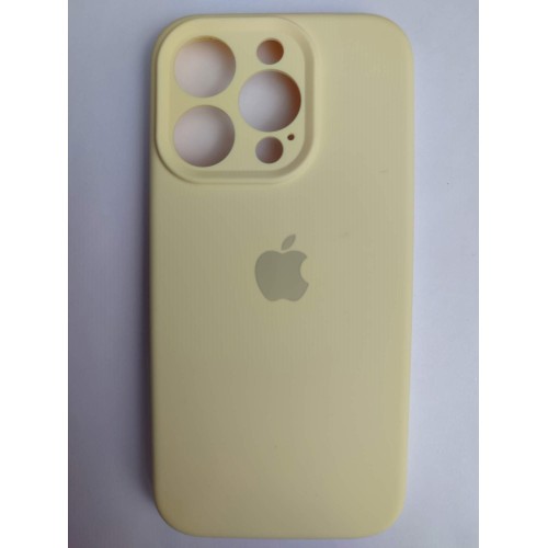 Чехол силиконовый Silicone Case ORG iPhone 15 Pro (защита камеры) светло-желтый