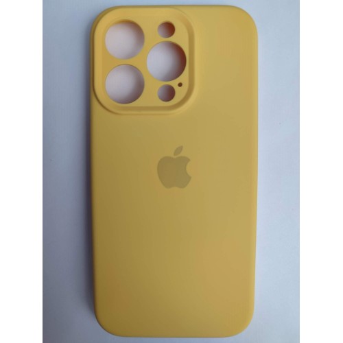 Чехол силиконовый Silicone Case ORG iPhone 15 Pro (защита камеры) желтый