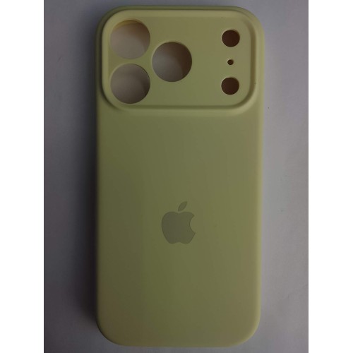Чехол силиконовый Silicone Case ORG iPhone 17 Pro  защита камеры бледно желтый (39)