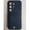 Чехол силиконовый Tecno Camon 50 матовый цветной с визитницей синий 