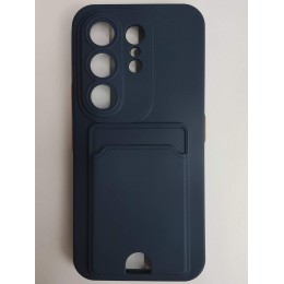Чехол силиконовый Tecno Camon 50 матовый цветной с визитницей синий 
