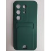 Чехол силиконовый Tecno Camon 50 матовый цветной с визитницей зеленый 