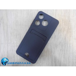 Чехол силиконовый Tecno Spark 10 матовый цветной с визитницей темно-синий