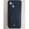 Чехол силиконовый Tecno Spark 40С матовый цветной с визитницей синий 