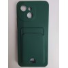 Чехол силиконовый Tecno Spark 40С матовый цветной с визитницей зеленый 