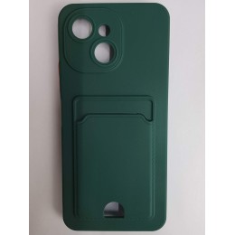 Чехол силиконовый Tecno Spark 40С матовый цветной с визитницей зеленый 