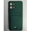 Чехол силиконовый Tecno Spark Go3 матовый цветной с визитницей зеленый