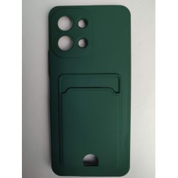 Чехол силиконовый Tecno Spark Go3 матовый цветной с визитницей зеленый